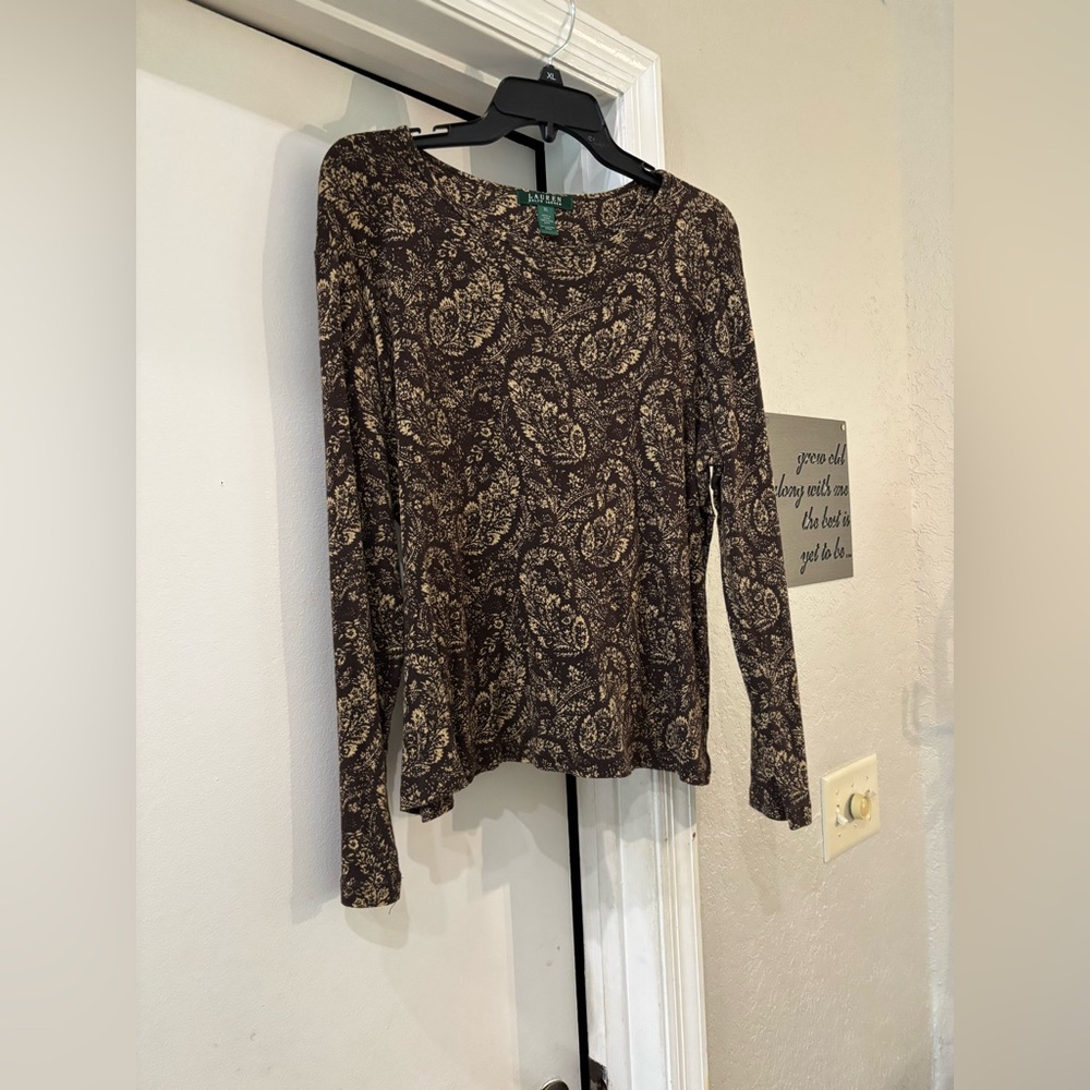 Lauren by Ralph Lauren - LRL XL Brown Paisley - Long Sleeve Top - One Of A Kind